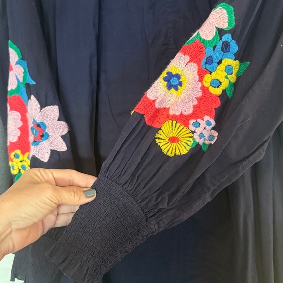 🌼 Boden Embroidered Floral Navy Maxi Belted Dress w/ pockets - Picture 14 of 15